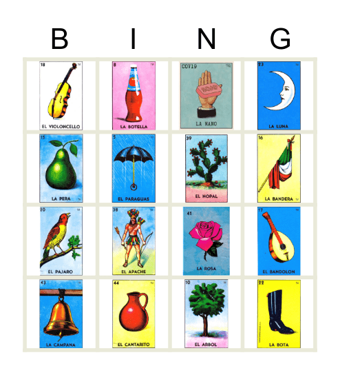 CABbie Loteria Bingo Card