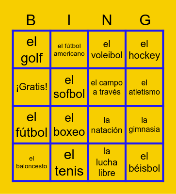 Los deportes Bingo Card