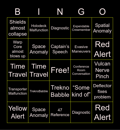 Star Trek Bingo Card