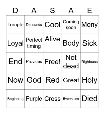 What God Is💯 Bingo Card