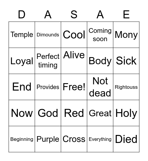 What God Is💯 Bingo Card