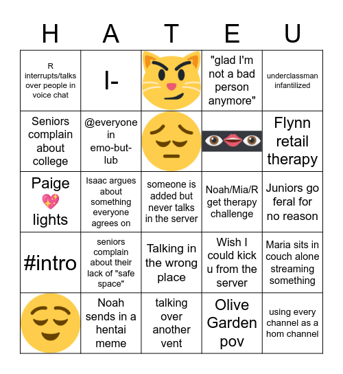 Petty SAGA Bingo Card