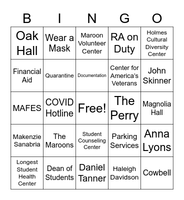 Oak & Magnolia MSU Trivia Bingo Night Bingo Card