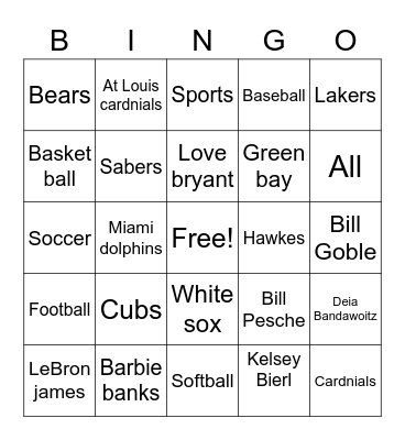 Sports,people, Bingo Card