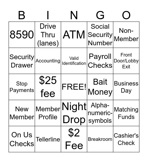Security Training Bingo Card