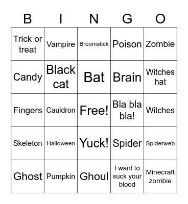 Halloween bingo Card