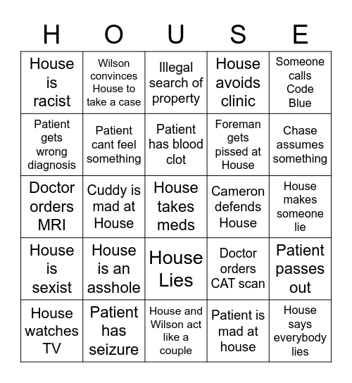 House S2 Bingo Card