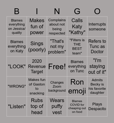 RON BINGO! Bingo Card