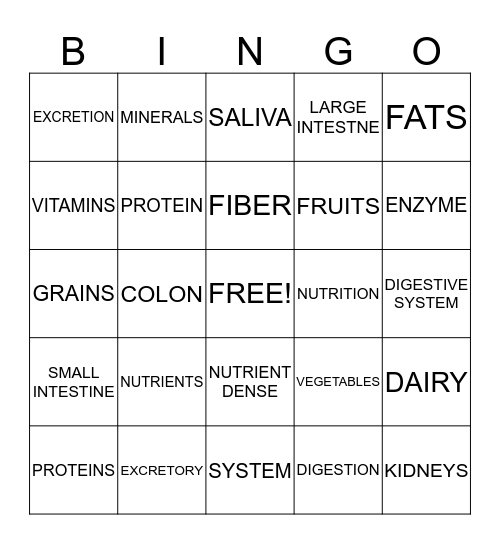 HEALTH BINGO BAKER Bingo Card