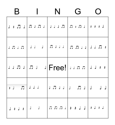 RHYTHM BINGO Card