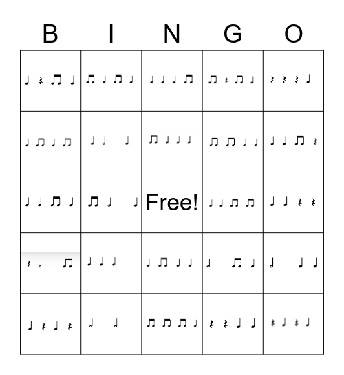 RHYTHM BINGO Card