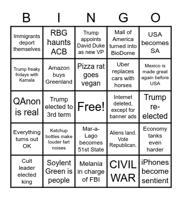 America Bingo Card