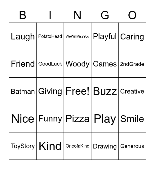 Jayce's Bingo Card