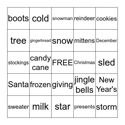 Winter Bingo Card