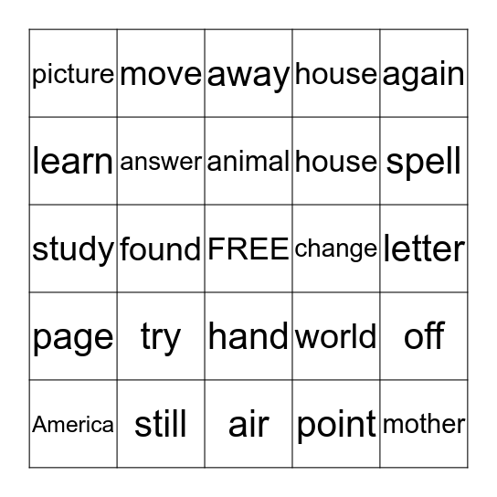 BINGO 4 Bingo Card