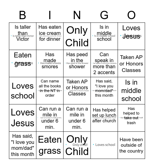 AGAPE BINGO NIGHT Bingo Card