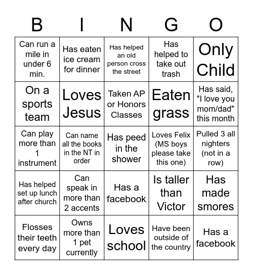 AGAPE BINGO Card