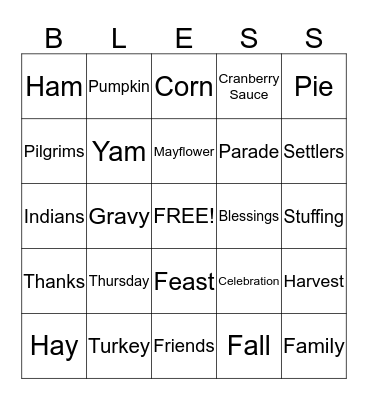 Thanksgiving  Bingo Card