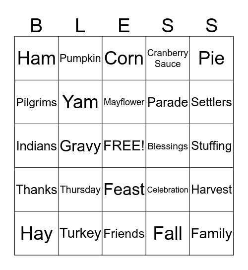 Thanksgiving  Bingo Card