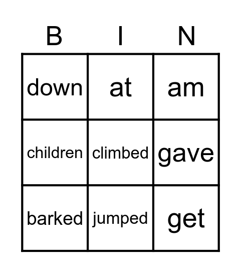 ORT 3 Bingo 1 Bingo Card