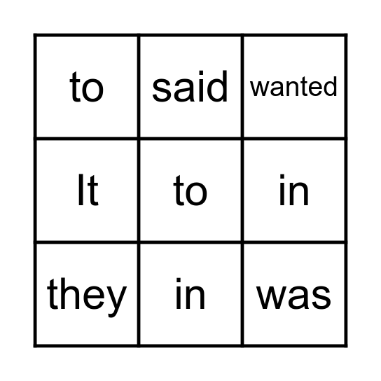ORT 2 Bingo 1 Bingo Card