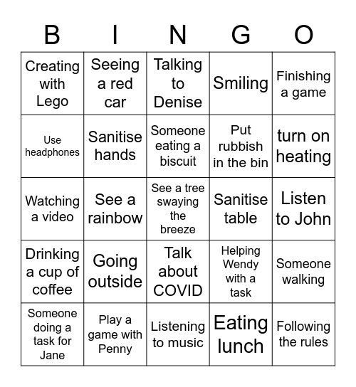 Observation Bingo Card