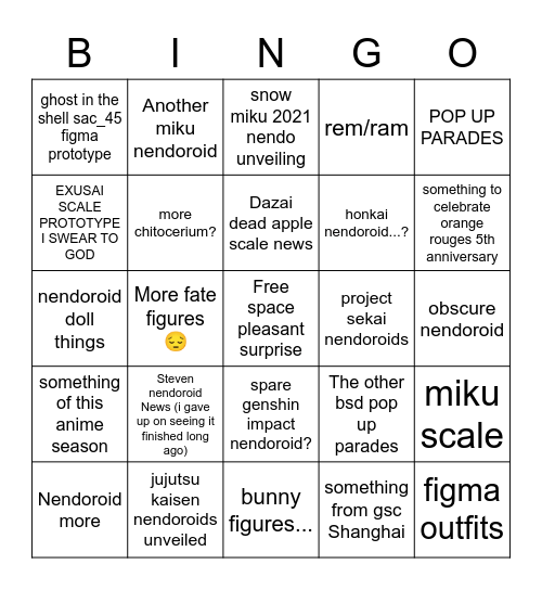 WonHobby gallery fall2020 Bingo Card