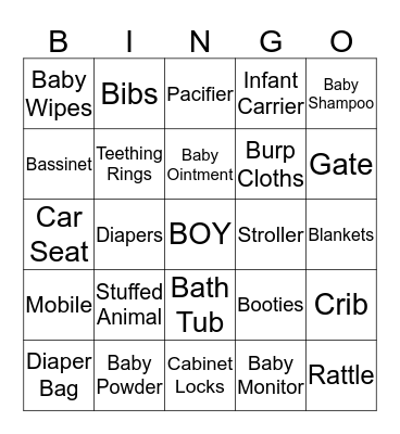 Baby Bingo Card