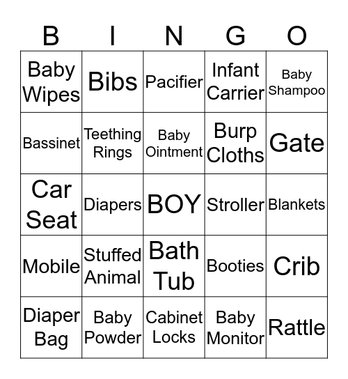 Baby Bingo Card