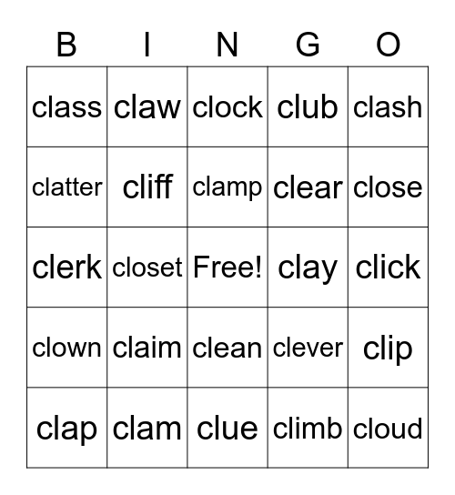 Cl  Blends Bingo Card