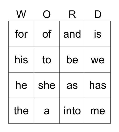 Trick Word Bingo - First Grade Unit 3 Bingo Card