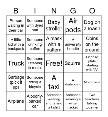 MPC outdoor break BINGO Card