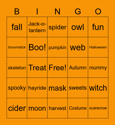 Halloween Bingo Card