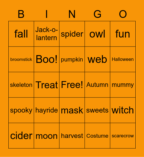 Halloween Bingo Card