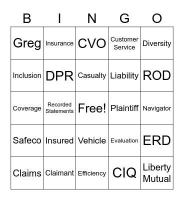 Casualty Customer Service Week Bingo Card