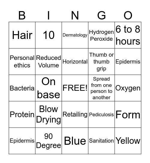 Cosmetology Review BINGO Card