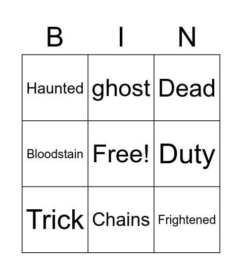 the canterville ghost Bingo Card