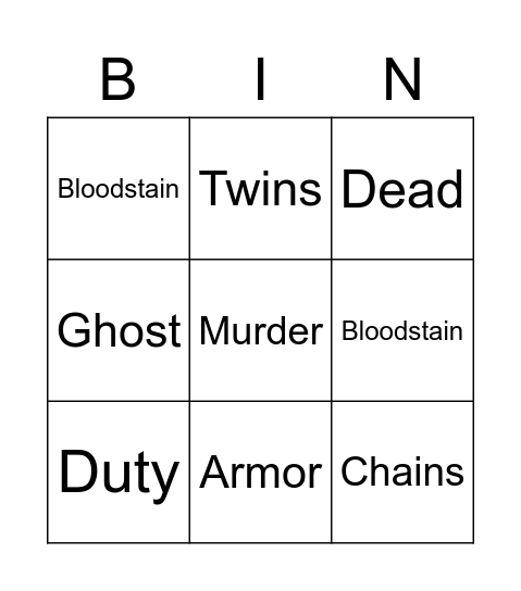 the cantervile ghost Bingo Card