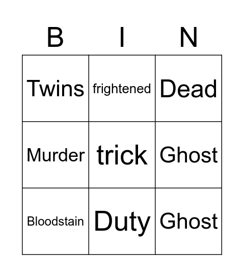 the cantervile ghost Bingo Card