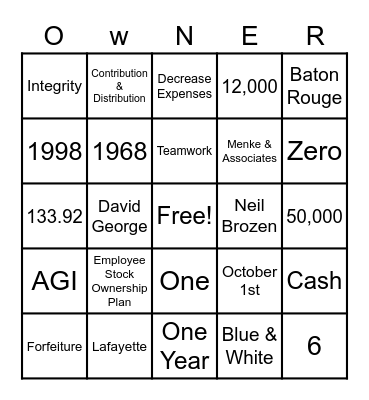 AGI ESOP BINGO Card
