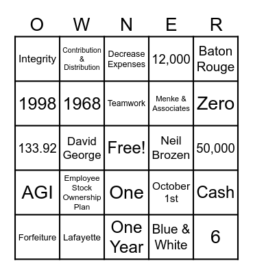 AGI ESOP BINGO Card