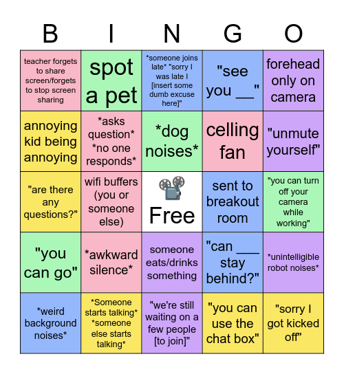 Zoom Bingo Card