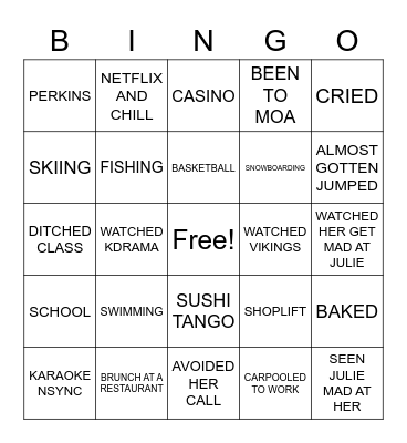 THINGS WITH GAO Bingo Card