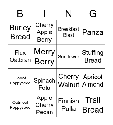 Great Harvest Bread Bingo Card