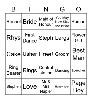 Wedding Bingo Card