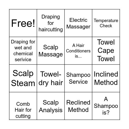 Chapter 11 Treatment of the Hair and Scalp Bingo Card