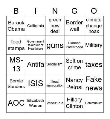 Republican Attack Ad Bingo communism Bingo Card