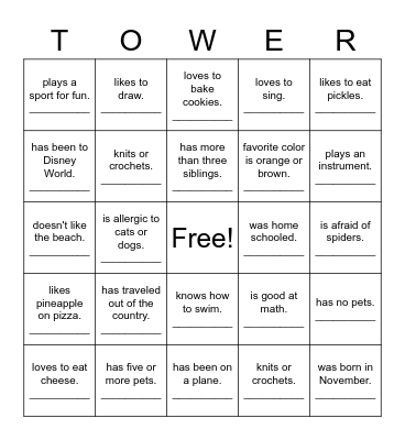 Find someone who... Bingo Card