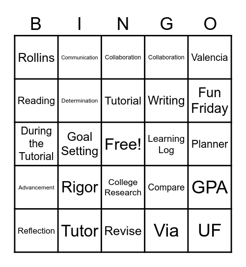 AVID Bingo RCMS Bingo Card