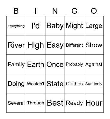 Sight Word List 6 Bingo Card